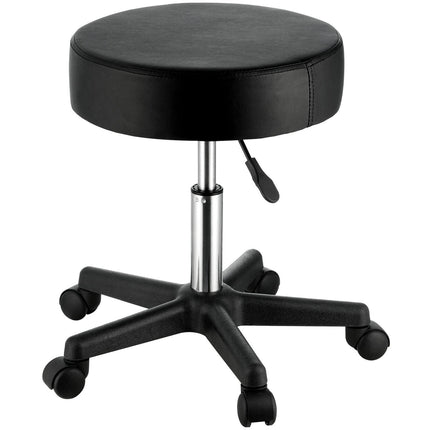 Rolling Stools with Wheels, 400 LBS Weight Capacity Adjustable Height Stool with Ultra-Thick Seat Cushion, Swivel Stools Chair for Salon, Bar, Home, Office, Tatoo, Medical, Massage, Black.