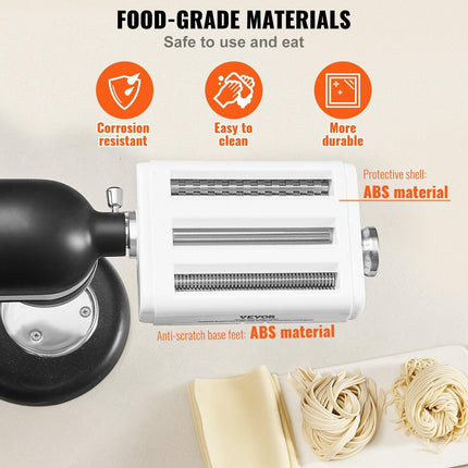Pasta Attachment for KitchenAid Stand Mixer, 3-IN-1 Stainless Steel Pasta Roller Cutter Set Including Pasta Sheet Roller, Spaghetti and Fettuccine Cutter, 8 Adjustable Thickness Knob Pasta Maker.