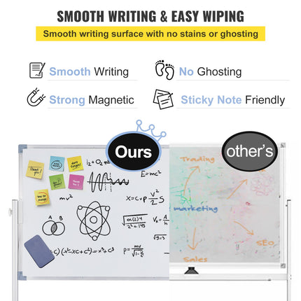 Mobile Dry Erase Board Magnetic Whiteboard w/ Stand 60 x 90cm Double Sided.