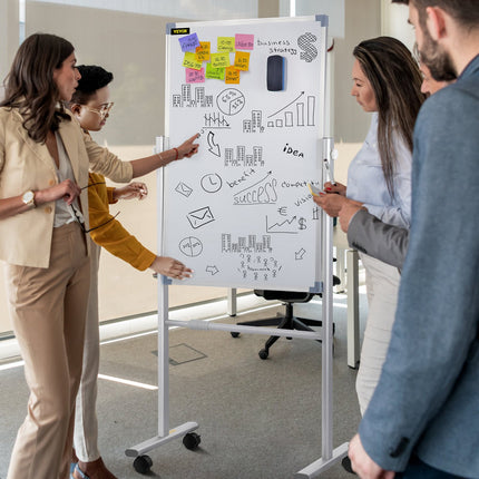 Mobile Dry Erase Board Magnetic Whiteboard w/ Stand 60 x 90cm Double Sided.