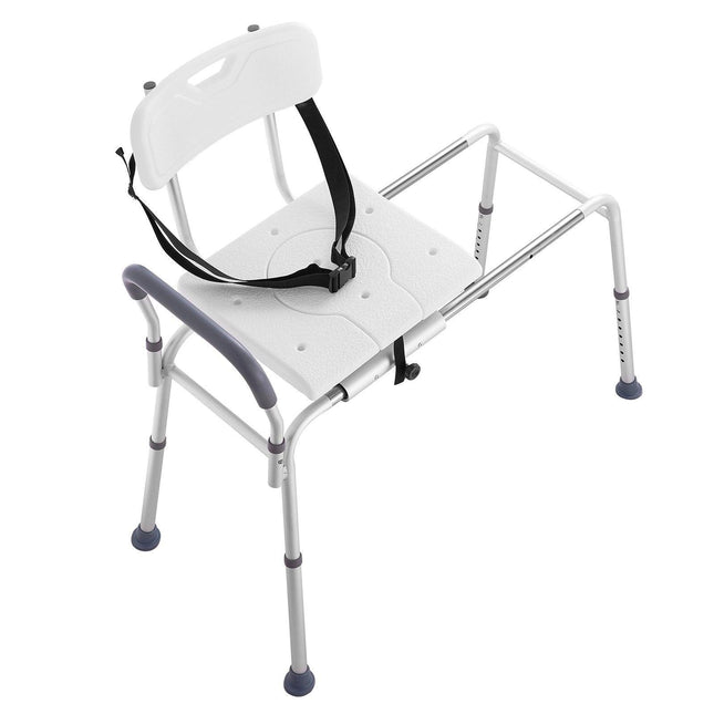 Sliding Tub Transfer Bench Shower Chair & Cut-Out Seat Reversible Backrest.
