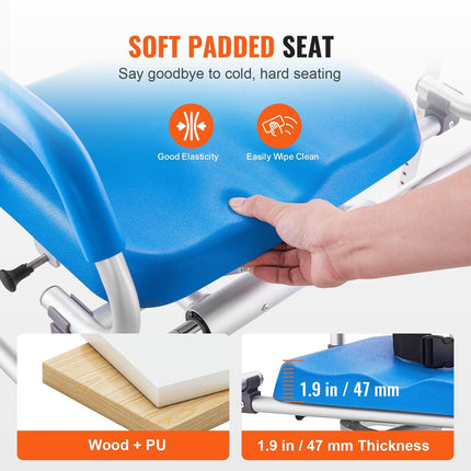 Sliding Tub Transfer Bench with 360 Degree Swivel Seat, Sliding Shower Chair with Pivoting Armrest & Padded Seat and Safety Belt, Height Adjustable Bath Chair for Elderly Disabled 330LBS.