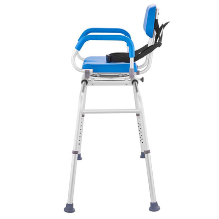 Sliding Tub Transfer Bench with 360 Degree Swivel Seat, Sliding Shower Chair with Pivoting Armrest & Padded Seat and Safety Belt, Height Adjustable Bath Chair for Elderly Disabled 330LBS.
