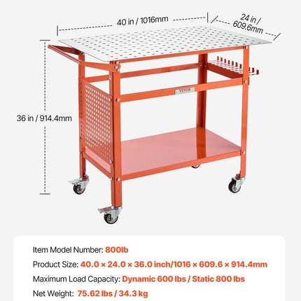 Welding Table 40"x24" Welding Workbench with 800LBS Static Weight Capacity.