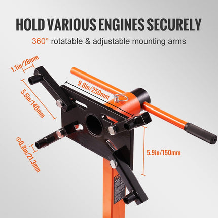 Engine Stand 750LBS Motor Hoist Dolly 360 Degree Adjustable Mounting Head.