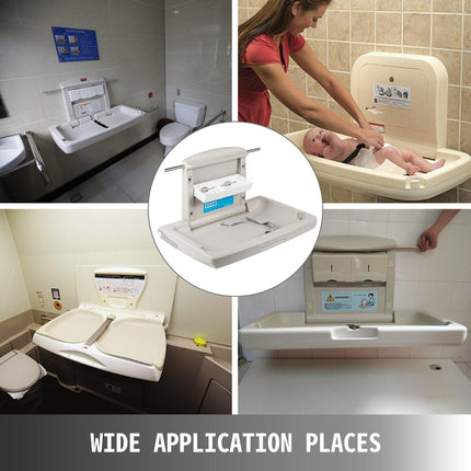 VEVOR Horizontal Baby Changing Table Wall-mounted Baby Diaper Changing Station Vertical Fold Down Baby Changing Table.