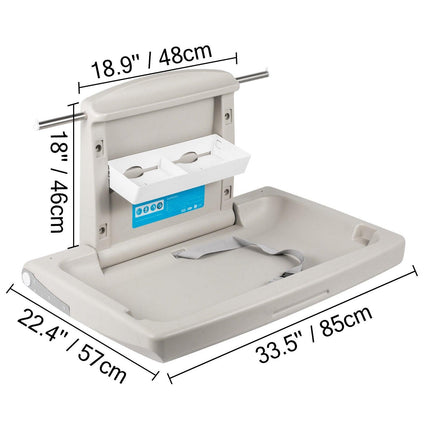 VEVOR Horizontal Baby Changing Table Wall-mounted Baby Diaper Changing Station Vertical Fold Down Baby Changing Table.