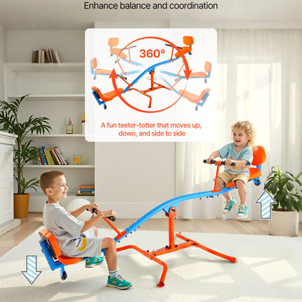 Kids Seesaw 136 kg Capacity 360 Degrees Rotating Teeter Totter Aged 3+.