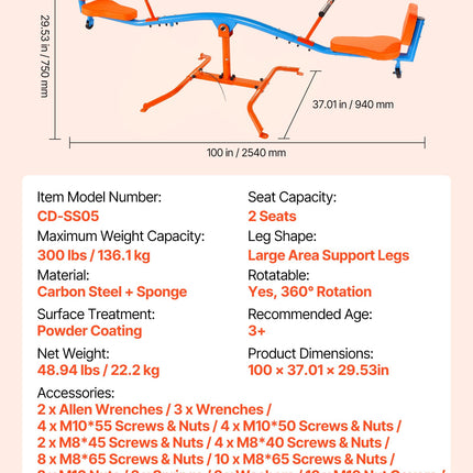 Kids Seesaw 136 kg Capacity 360 Degrees Rotating Teeter Totter Aged 3+.