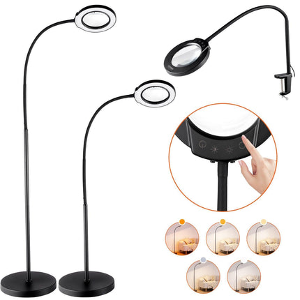 5X Floor Magnifying Glass with Light and Stand Flexible Gooseneck LED.