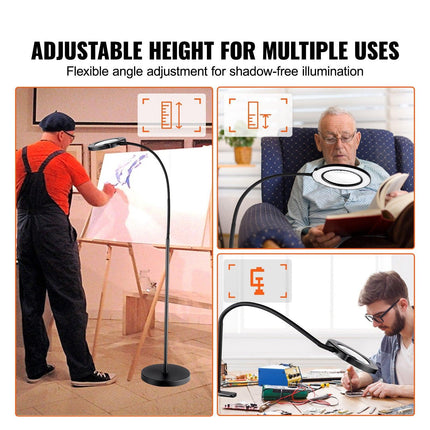 5X Floor Magnifying Glass with Light and Stand Flexible Gooseneck LED.