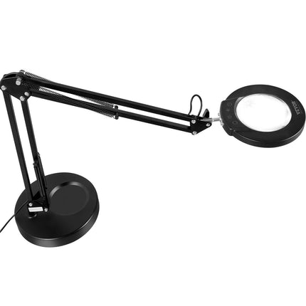 Magnifying Glass with Light and Stand, 5X Magnifying Lamp, 4.3" Glass Lens, Base and Clamp 2-in-1 Desk Magnifier with Light, 64 LED Lights 5 Color Modes, for Close Work Reading Repair Crafts.