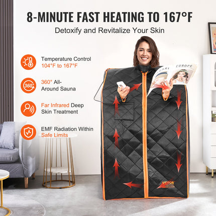 Sauna Tent Far Infrared 1050W Personal Home Spa Loss Weight Detox Therapy.