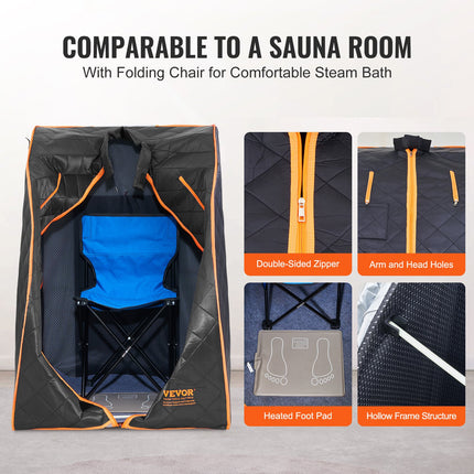 Sauna Tent Far Infrared 1050W Personal Home Spa Loss Weight Detox Therapy.