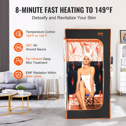 Sauna Tent Far Infrared 1400W Personal Home Spa Loss Weight Detox Therapy.