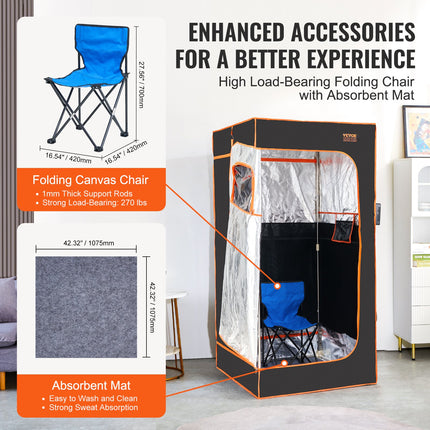 Sauna Tent Far Infrared 1400W Personal Home Spa Loss Weight Detox Therapy.