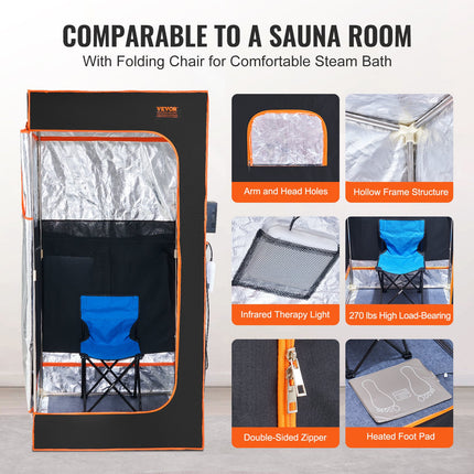 Sauna Tent Far Infrared 1400W Personal Home Spa Loss Weight Detox Therapy.