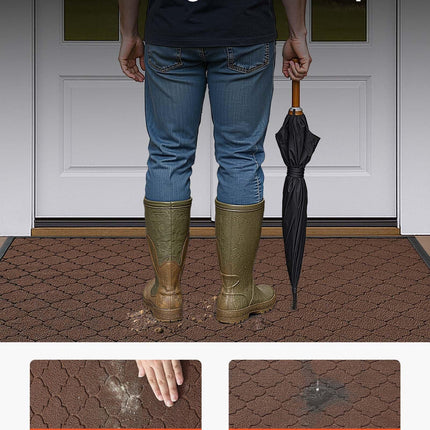 Front Door Mat, 1194 x 889 mm Commercial Floor Mat for Indoor and Outdoor, Modern Stylish Carpet with TPE Backing, Heavy Duty Washable Entry Industrial Rug for Hallway, Balcony, Garage, Brown.