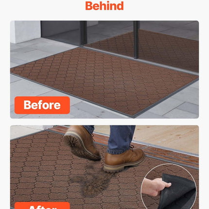 Front Door Mat, 1194 x 889 mm Commercial Floor Mat for Indoor and Outdoor, Modern Stylish Carpet with TPE Backing, Heavy Duty Washable Entry Industrial Rug for Hallway, Balcony, Garage, Brown.