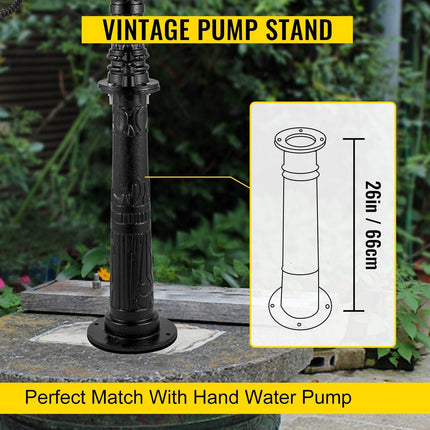 Antique Hand Water Pump Stand Pitcher Pump Stand for Yard Garden Black.