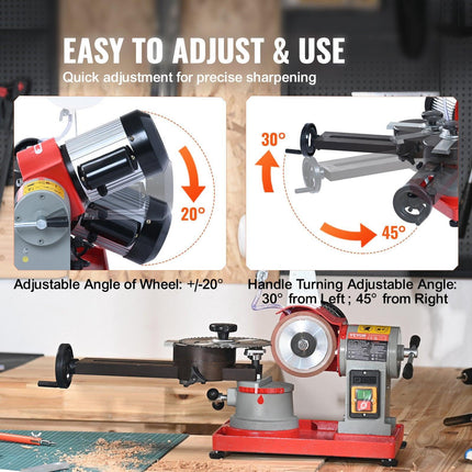 Circular Saw Blade Sharpener, 370W Saw Blade Grinding with Water Injection, Water Injection Circular Saw Blade Sharpening & 6 Saw Centerings, 5-inch Grinding Wheel for Carbide Tipped Saw Blades.