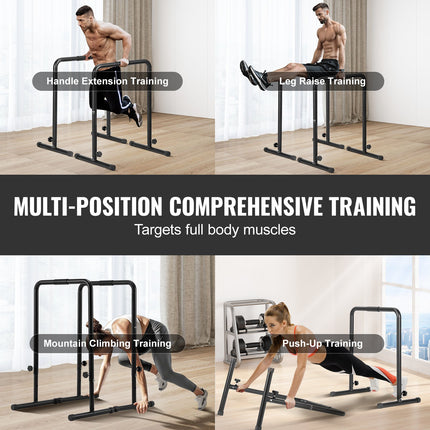Dip Bars, 200 kg Capacity, Heave Duty Dip Stand Station with Adjustable Height, Fitness Workout Dip Bar Station Stabilizer Parallette Push Up Stand, Parallel Bars for Strength Training Home Gym.