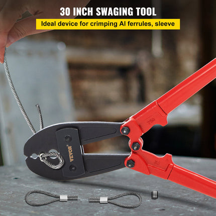 762mm/30" Hand Swager, Swaging Tool for 5/32", 1/4" and 5/16" Aluminum/Copper Sleeves.