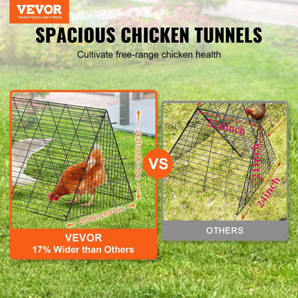 Chicken Tunnels, 400x100x61.5 cm(LxWxH) Chicken Tunnels for Yard, Portable Chicken Tunnels for Outside with Corner Frames, Chicken Coop Run, Suitable for Chickens, Ducks, Rabbits.
