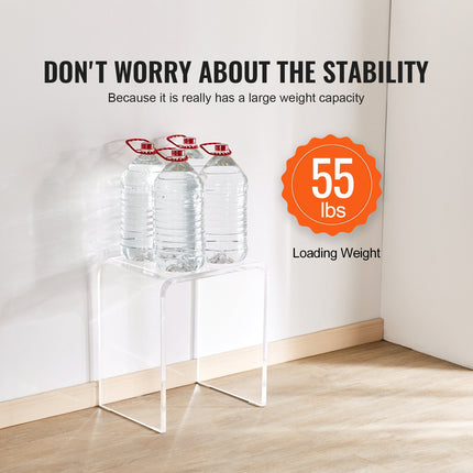Acrylic End Table, 2 pcs C-Shaped Lucite Side Tables, Clear Acrylic Side Table for Drink, Food, Snack used in Living Room, Bedroom, and Study.