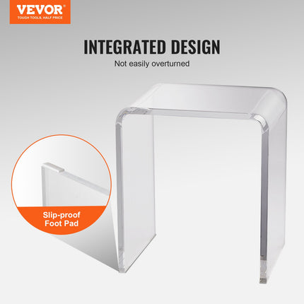 Acrylic End Table, 2 pcs C-Shaped Lucite Side Tables, Clear Acrylic Side Table for Drink, Food, Snack used in Living Room, Bedroom, and Study.