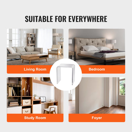 Acrylic End Table, 2 pcs C-Shaped Lucite Side Tables, Clear Acrylic Side Table for Drink, Food, Snack used in Living Room, Bedroom, and Study.