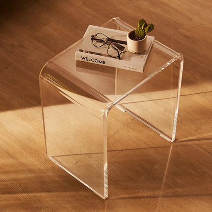 Acrylic End Table, 2 pcs C-Shaped Lucite Side Tables, Clear Acrylic Side Table for Drink, Food, Snack used in Living Room, Bedroom, and Study.