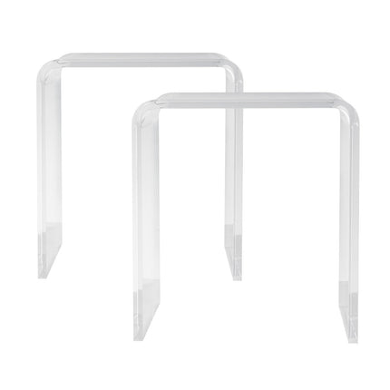 Acrylic End Table, 2 pcs C-Shaped Lucite Side Tables, Clear Acrylic Side Table for Drink, Food, Snack used in Living Room, Bedroom, and Study.