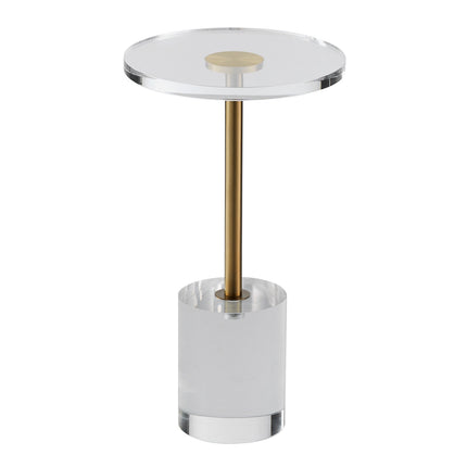 Clear Acrylic End Table, Acrylic Side Table with a Solid Base, 11.9 x 11.9 inch Round Tabletop, 21.4 inch High, for Coffee, Drink, Food, Snack used in Living Room, Bedroom, and Study.