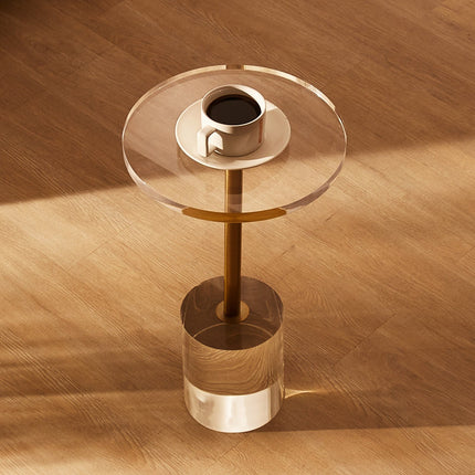 Clear Acrylic End Table, Acrylic Side Table with a Solid Base, 11.9 x 11.9 inch Round Tabletop, 21.4 inch High, for Coffee, Drink, Food, Snack used in Living Room, Bedroom, and Study.