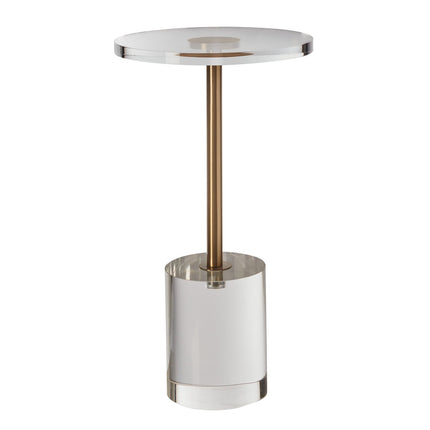 Clear Acrylic End Table, Acrylic Side Table with a Solid Base, 11.9 x 11.9 inch Round Tabletop, 21.4 inch High, for Coffee, Drink, Food, Snack used in Living Room, Bedroom, and Study.