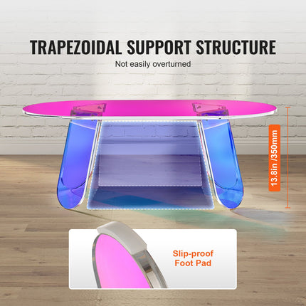 Acrylic Coffee Table, Iridescent Acrylic End Table, 13.8 inch high Colorful Acrylic Side Table, for Coffee, Drink, Food, Snack used in Living Room, Courtyard, Terrace.
