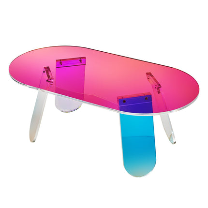 Acrylic Coffee Table, Iridescent Acrylic End Table, 13.8 inch high Colorful Acrylic Side Table, for Coffee, Drink, Food, Snack used in Living Room, Courtyard, Terrace.