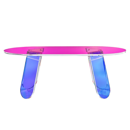 Acrylic Coffee Table, Iridescent Acrylic End Table, 13.8 inch high Colorful Acrylic Side Table, for Coffee, Drink, Food, Snack used in Living Room, Courtyard, Terrace.