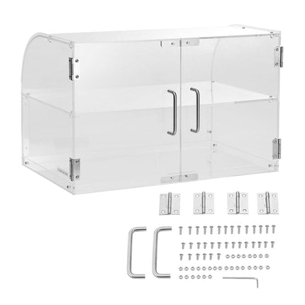 Pastry Display Case, 2-Tier Commercial Countertop Bakery Display Case, Acrylic Display Box with Rear Door Access & Removable Shelves, Keep Fresh for Donut Bagels Cake Cookie.