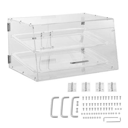 Pastry Display Case, 2-Tier Commercial Countertop Bakery Display Case, Acrylic Display Box with Rear Door Access & Removable Shelves, Keep Fresh for Donut Bagels Cake Cookie.