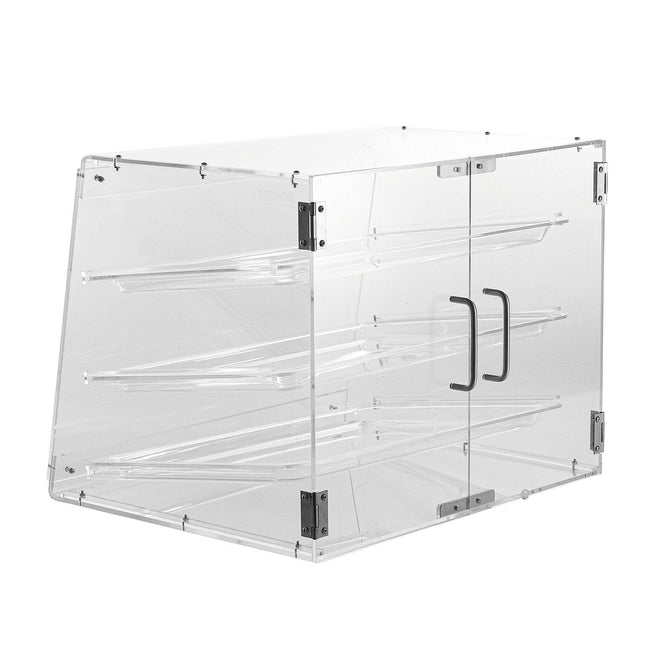 Pastry Display Case, 3-Tier Commercial Countertop Bakery Display Case, Acrylic Display Box with Rear Door Access & Removable Shelves, Keep Fresh for Donut Bagels Cake Cookie.