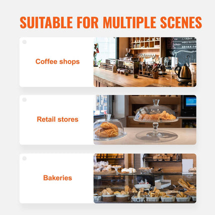 Pastry Display Case, 3-Tier Commercial Countertop Bakery Display Case, Acrylic Display Box with Rear Door Access & Removable Shelves, Keep Fresh for Donut Bagels Cake Cookie.