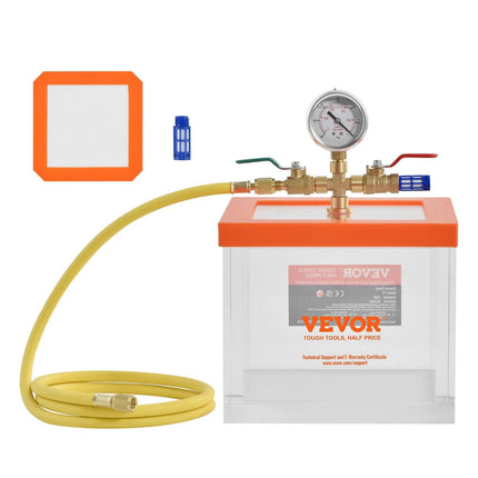 2 Gallon Vacuum Chamber, Upgraded Multipurpose Acrylic Vacuum Degassing Chamber, Transparent Vacuum Chamber, for Resin Degassing, Silica Gel Degassing, Gypsum Degassing and Vacuum Extraction.