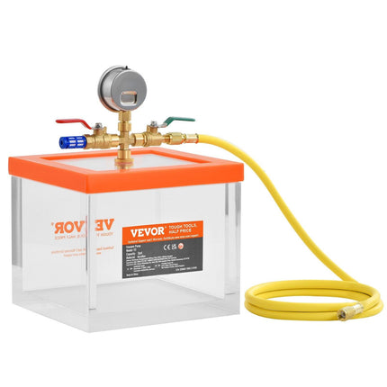 2 Gallon Vacuum Chamber, Upgraded Multipurpose Acrylic Vacuum Degassing Chamber, Transparent Vacuum Chamber, for Resin Degassing, Silica Gel Degassing, Gypsum Degassing and Vacuum Extraction.