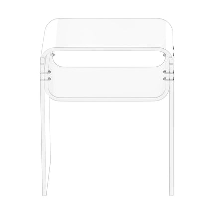 Acrylic Side Table, 2 Tiers Clear Bedside Table with Storage Shelf, Modern Rectangle Acrylic End Desk, Transparent Thick Nightstand for Bedroom, Living Room, Study, 30 x 40 x 50 cm (Clear).