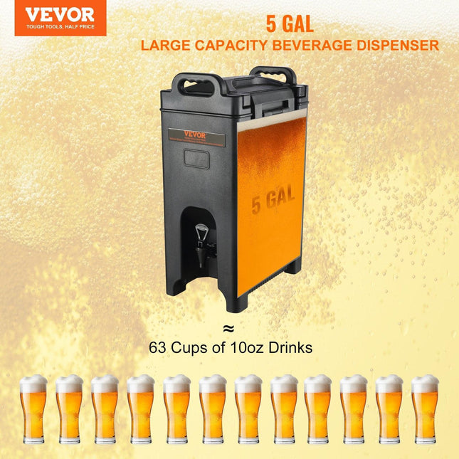Insulated Beverage Dispenser, 18.9 L, Food-grade LDPE Hot and Cold Beverage Server, Thermal Drink Dispenser Cooler with 23 mm PU Layer Two-Stage Faucet Handle, for Restaurant Drink Shop.