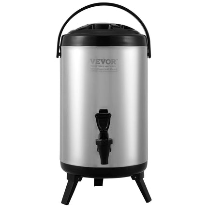 Stainless Steel Insulated Beverage Dispenser, 7.6 Liter, Thermal Hot and Cold Drink Server Dispenser with Spigot Handle, Food-grade for Hot Tea Coffee Water Restaurant Drink Shop.