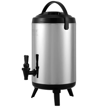 Stainless Steel Insulated Beverage Dispenser, 7.6 Liter, Thermal Hot and Cold Drink Server Dispenser with Spigot Handle, Food-grade for Hot Tea Coffee Water Restaurant Drink Shop.