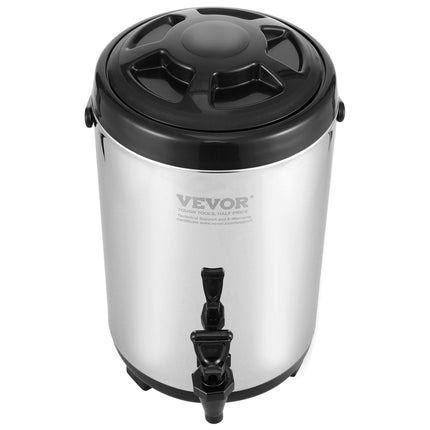 Stainless Steel Insulated Beverage Dispenser, 7.6 Liter, Thermal Hot and Cold Drink Server Dispenser with Spigot Handle, Food-grade for Hot Tea Coffee Water Restaurant Drink Shop.